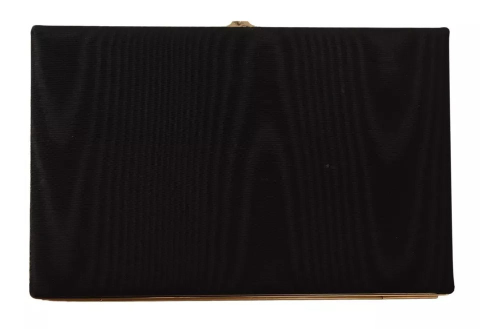 Dolce & Gabbana Black Silk Gold Frame Clutch Evening Party Purse Bag | Regal Royce