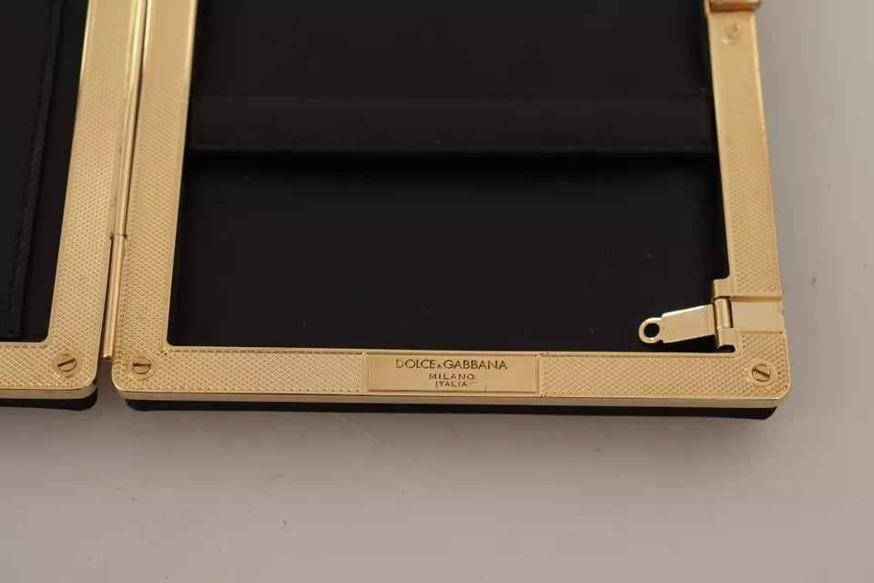 Dolce & Gabbana Black Silk Gold Frame Clutch Evening Party Purse Bag | Regal Royce
