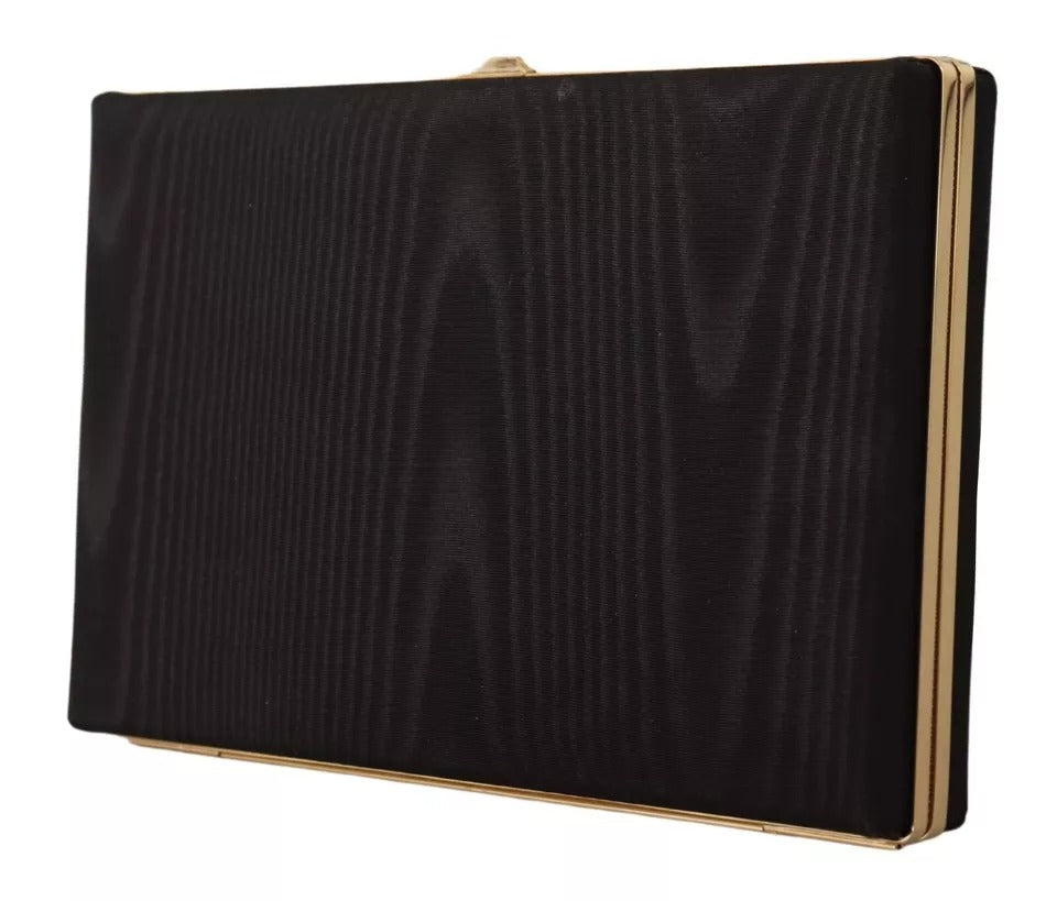 Dolce & Gabbana Black Silk Gold Frame Clutch Evening Party Purse Bag | Regal Royce