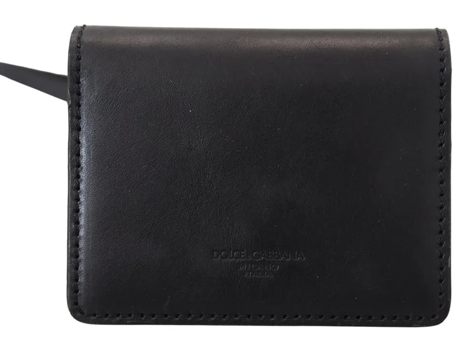 Dolce & Gabbana Black Leather Bifold Shoulder Sling Women Wallet | Regal Royce