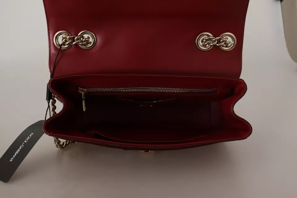 Dolce & Gabbana Pink Red Exotic Skins Gold Chain Purse LUCIA Leather Bag | Regal Royce