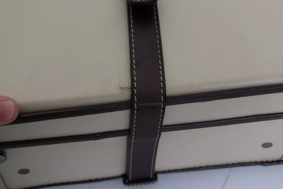 Dolce & Gabbana Brown Beige Leather Mens Travel Suitcase Luggage Bag | Regal Royce