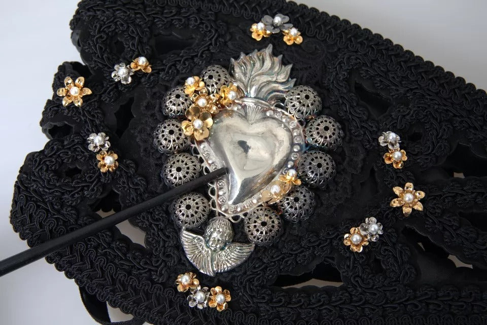 Dolce & Gabbana Black Canvas Embellished Waist Women Belt | Regal Royce