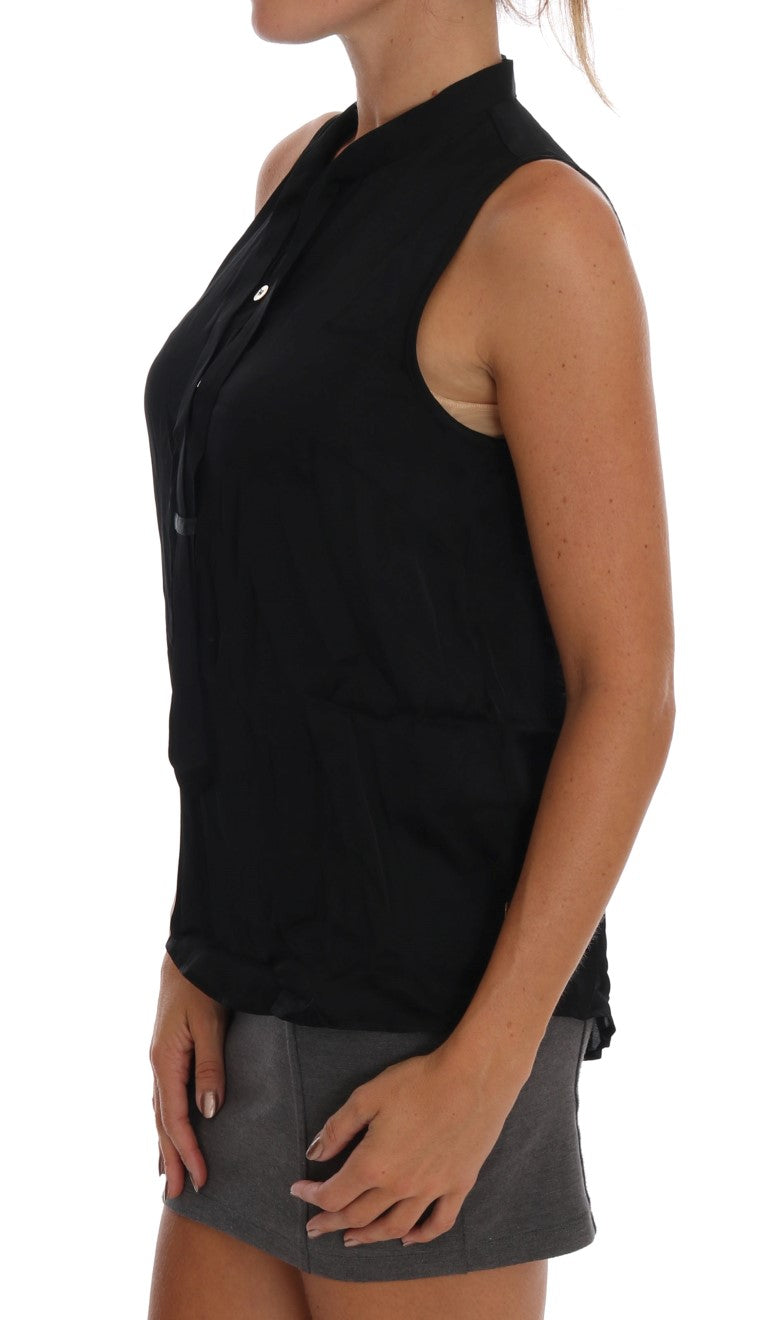 Versace Jeans Black Sleeveless Viscose Blouse Top | Regal Royce