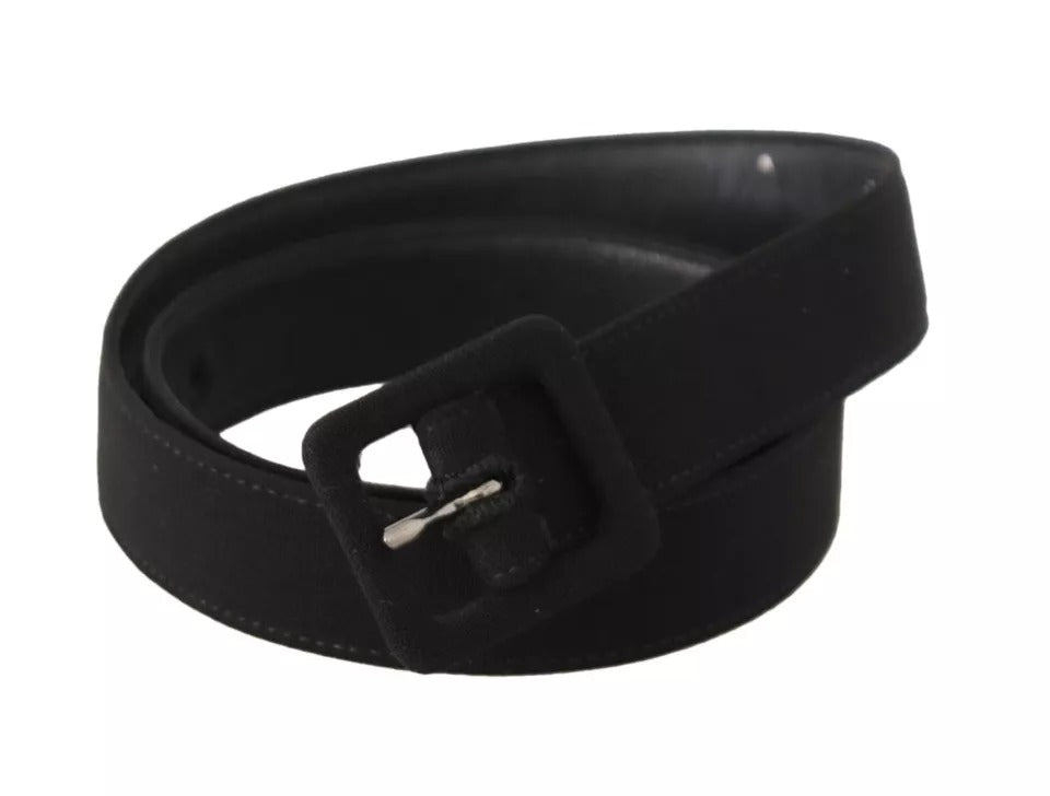 Dolce & Gabbana Black Velvet Leather Logo Waist Buckle Belt | Regal Royce