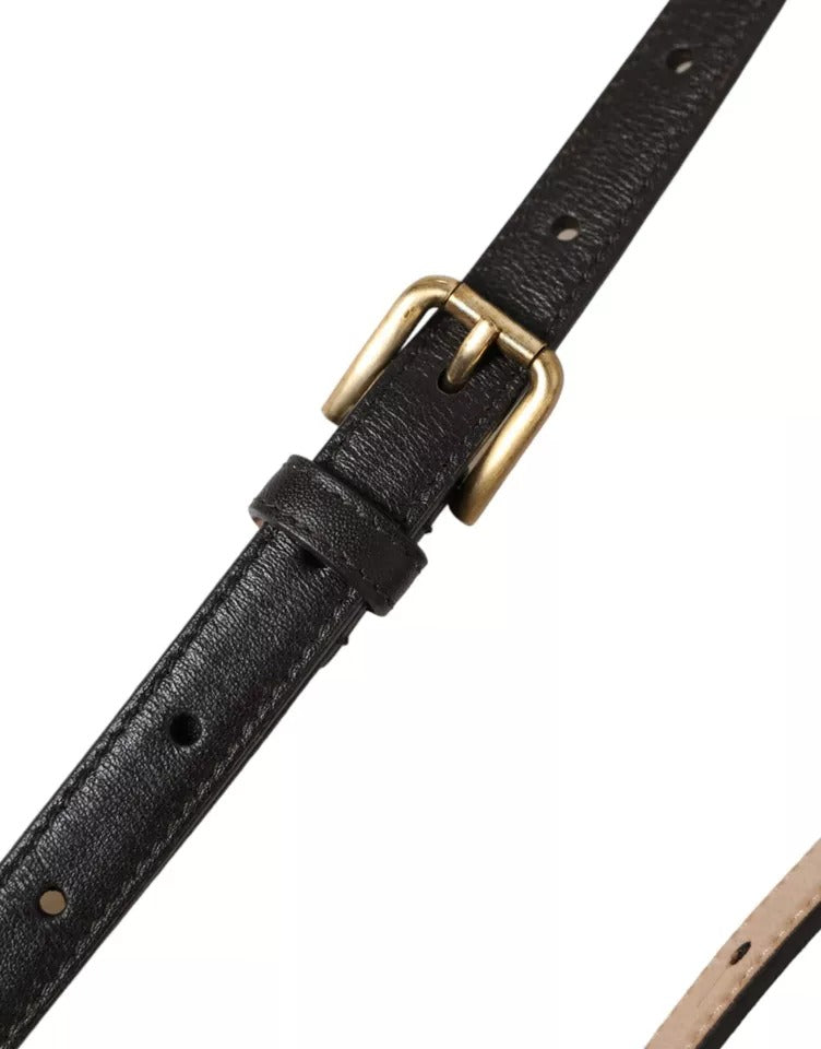Dolce & Gabbana Dark Brown Leather Gold Metal Buckle Women Belt | Regal Royce