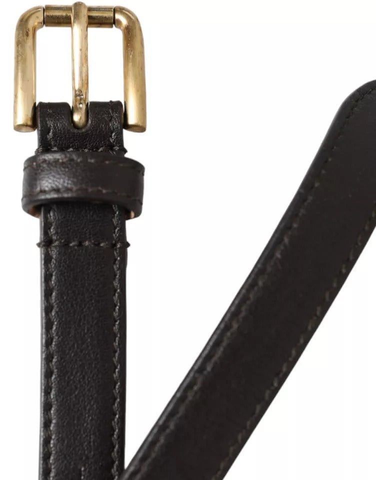 Dolce & Gabbana Dark Brown Leather Gold Metal Buckle Women Belt | Regal Royce