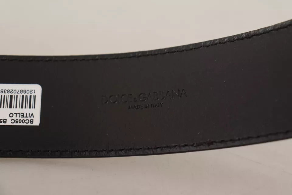 Dolce & Gabbana Dark Brown Leather Logo Engraved Metal Buckle Belt | Regal Royce