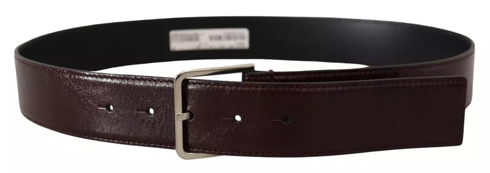 Dolce & Gabbana Dark Brown Leather Logo Engraved Metal Buckle Belt | Regal Royce