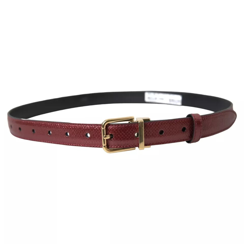 Dolce & Gabbana Maroon Leather Gold Metal Buckle Men Belt | Regal Royce