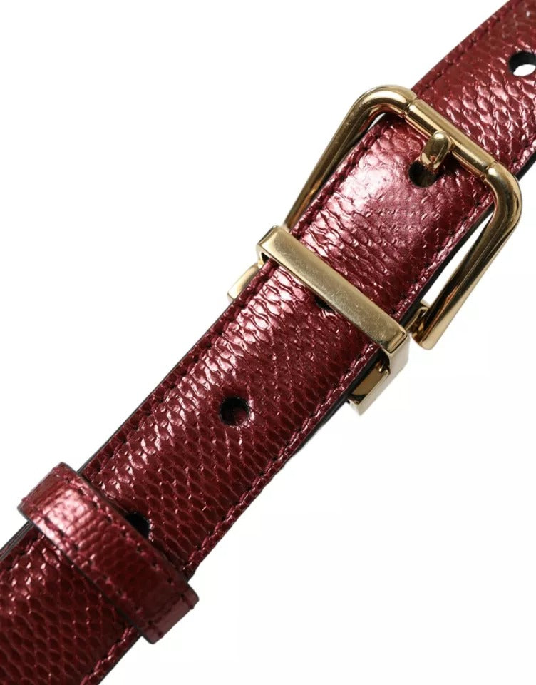 Dolce & Gabbana Maroon Leather Gold Metal Buckle Men Belt | Regal Royce