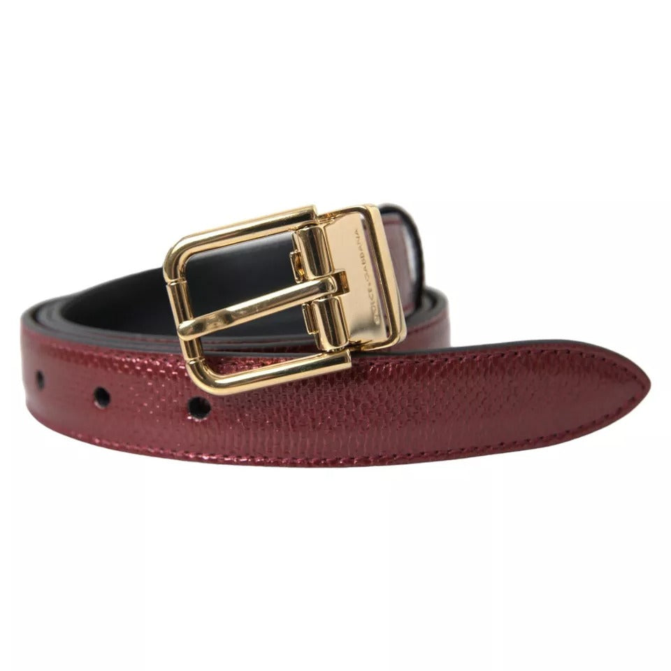 Dolce & Gabbana Maroon Leather Gold Metal Buckle Men Belt | Regal Royce
