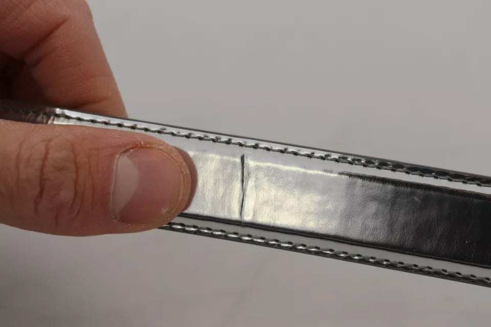 Dolce & Gabbana Silver Leather Metal Buckle Belt | Regal Royce