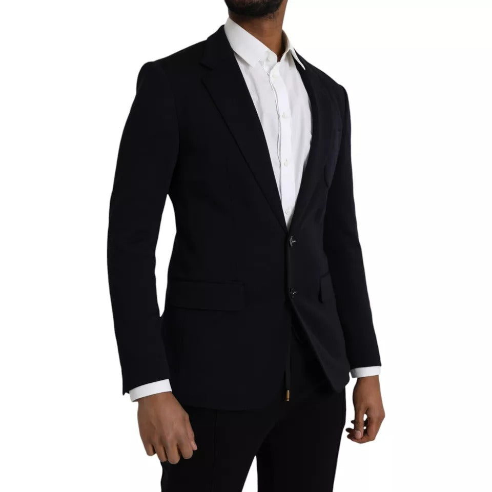 Dolce & Gabbana Blue Wool Notch Single Breasted Coat Blazer | Regal Royce