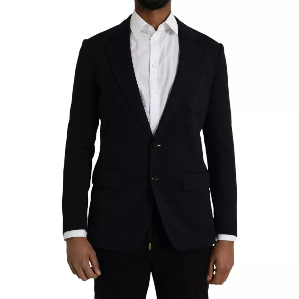 Dolce & Gabbana Blue Wool Notch Single Breasted Coat Blazer | Regal Royce