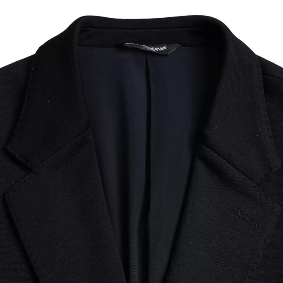 Dolce & Gabbana Blue Wool Notch Single Breasted Coat Blazer | Regal Royce