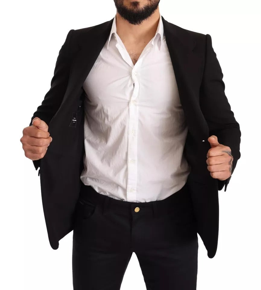 Dolce & Gabbana Black Wool Slim Fit Coat Jacket Blazer | Regal Royce