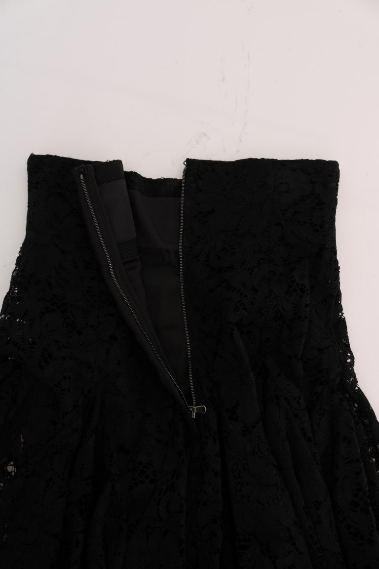 Dolce & Gabbana Black Floral Cutout Lace A-Line Skirt | Regal Royce
