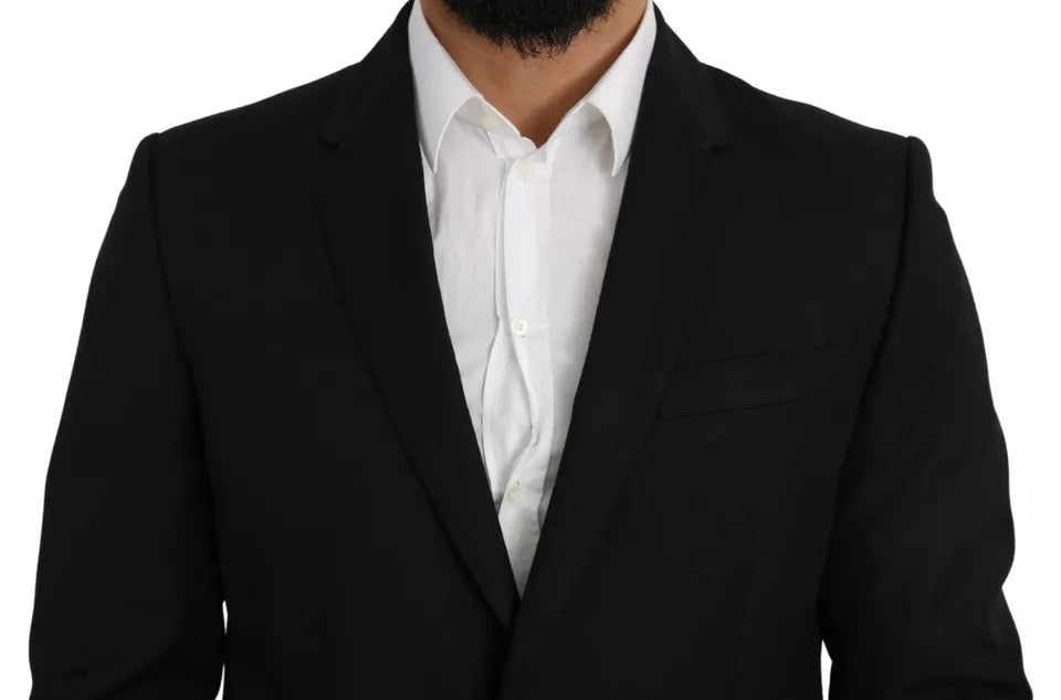 Dolce & Gabbana Black Wool Slim Fit Notch Jacket Blazer | Regal Royce