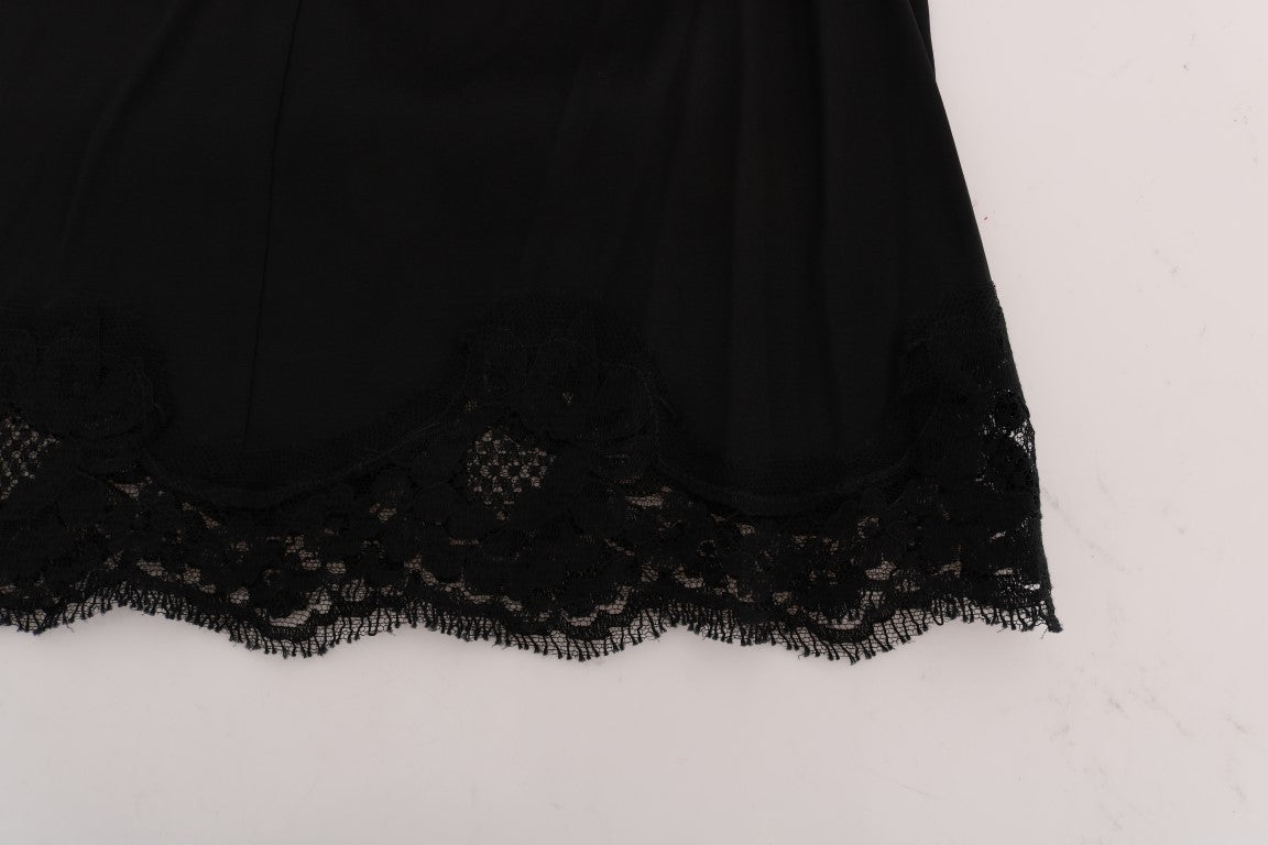 Dolce & Gabbana Black Floral Cutout Lace A-Line Skirt | Regal Royce
