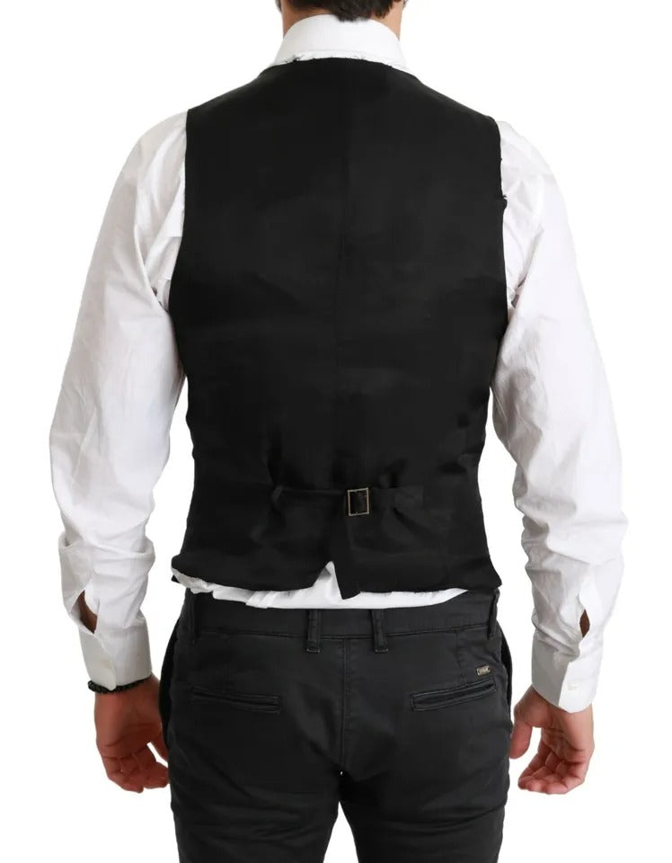 Dolce & Gabbana Black Solid STAFF Slim Fit Waistcoat Vest | Regal Royce