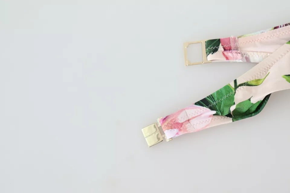 Dolce & Gabbana Pink Floral Print Swimsuit Beachwear Bikini Top | Regal Royce