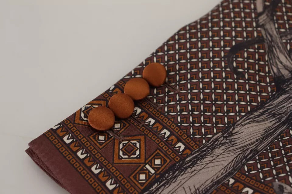 Dolce & Gabbana Bronze Monkey Print Silk Slim Jacket Blazer | Regal Royce