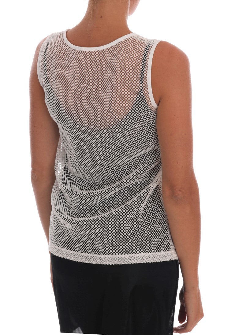 Dolce & Gabbana White Net Tank Transparent Top | Regal Royce