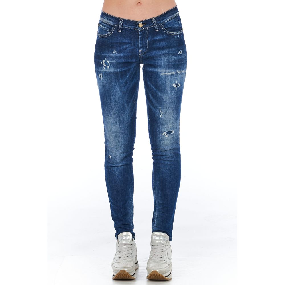 Frankie Morello Blue Cotton Women Jeans | Regal Royce