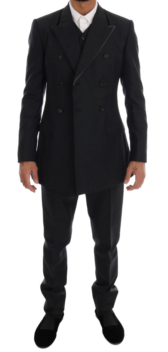 Dolce & Gabbana Gray Wool Double Breasted 3 Piece Suit | Regal Royce