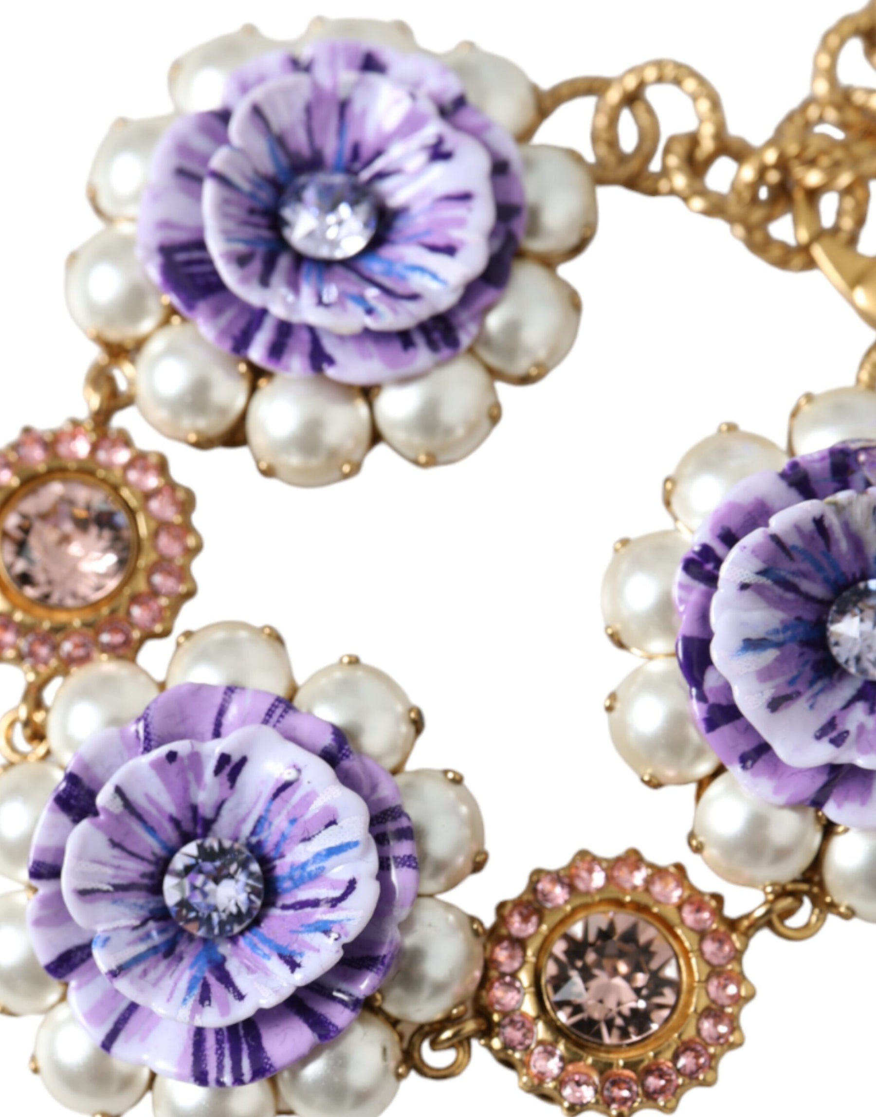 Dolce & Gabbana Gold FIORI BLOOMING Floral Baroque Crystals Bracelet | Regal Royce