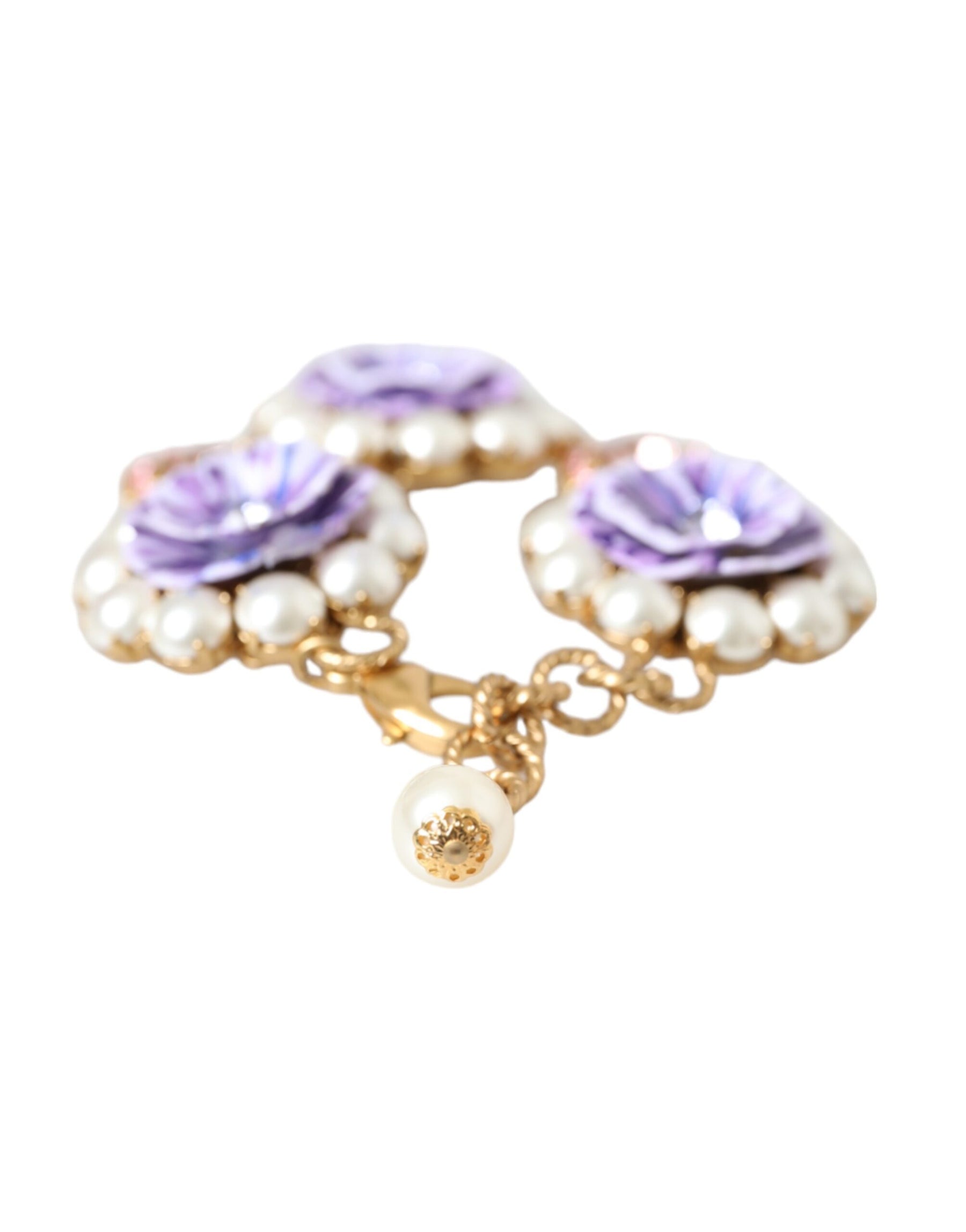 Dolce & Gabbana Gold FIORI BLOOMING Floral Baroque Crystals Bracelet | Regal Royce