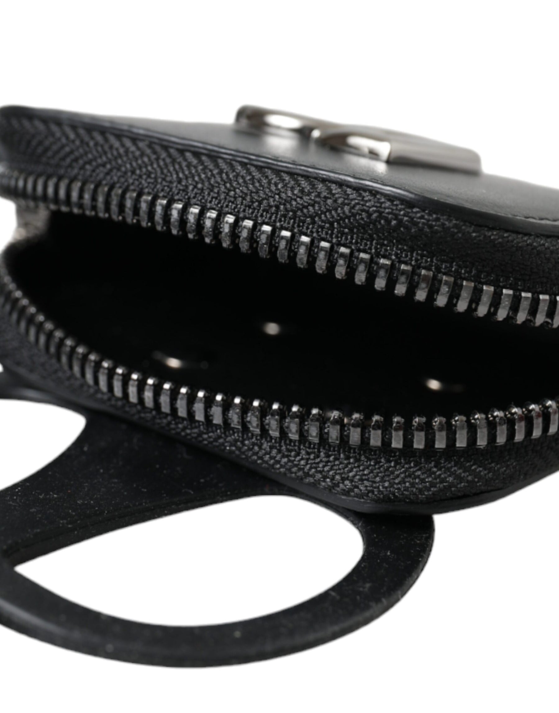 Dolce & Gabbana Black Calfskin Leather DG Logo Coin Purse Lanyard Wallet | Regal Royce