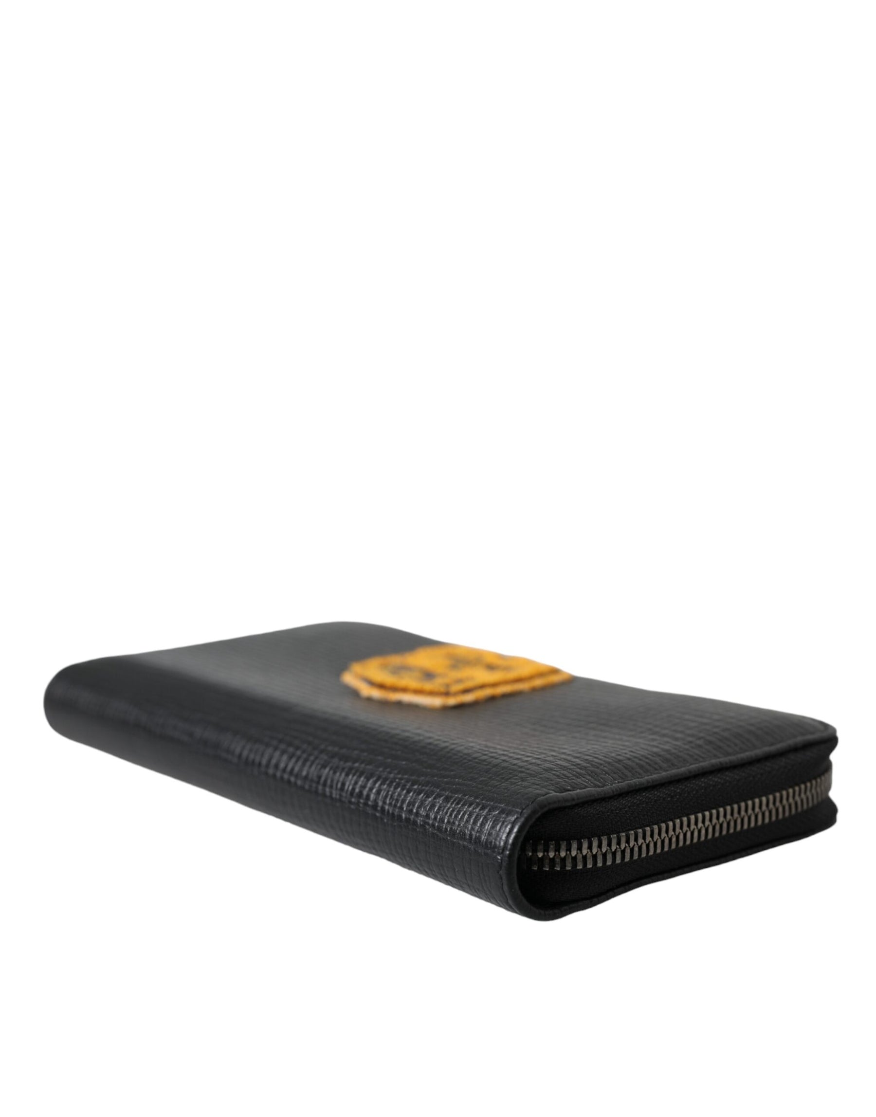Dolce & Gabbana Black Leather Logo Patch Zip Around Continental Wallet | Regal Royce