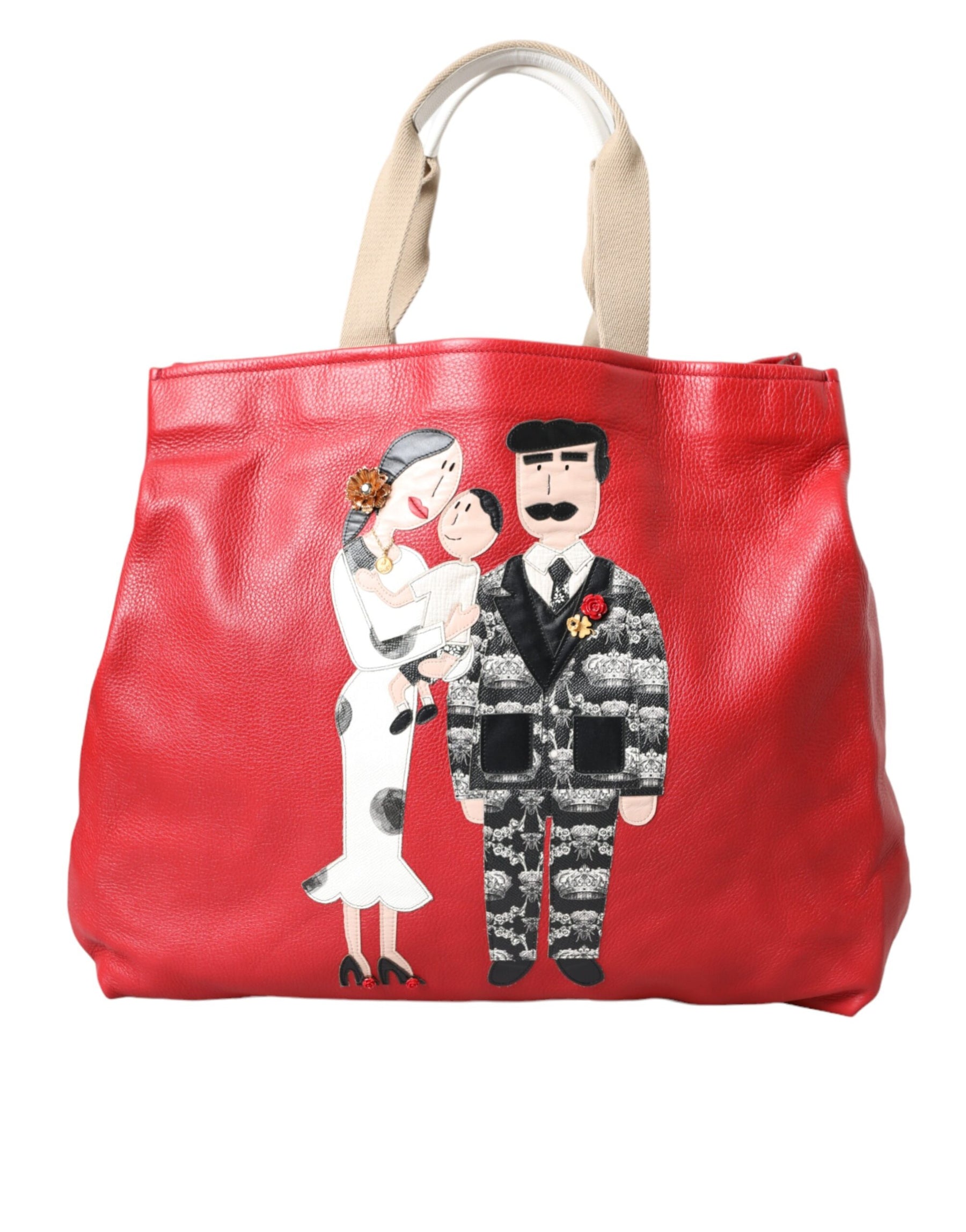Dolce & Gabbana Red Leather #DGFamily Patch Shopping Tote Bag | Regal Royce