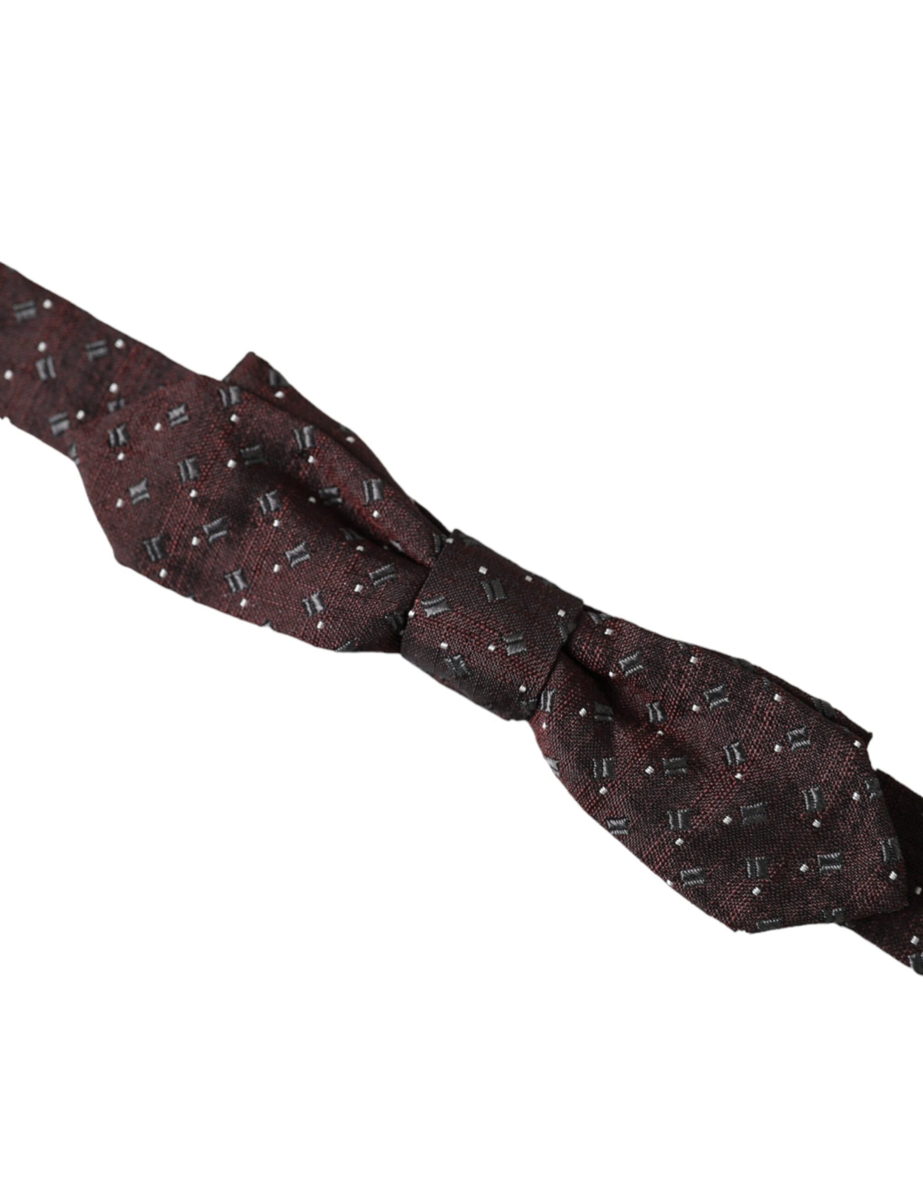 Dolce & Gabbana Maroon Silk Patterned Adjustable Neck Papillon Bow Tie | Regal Royce