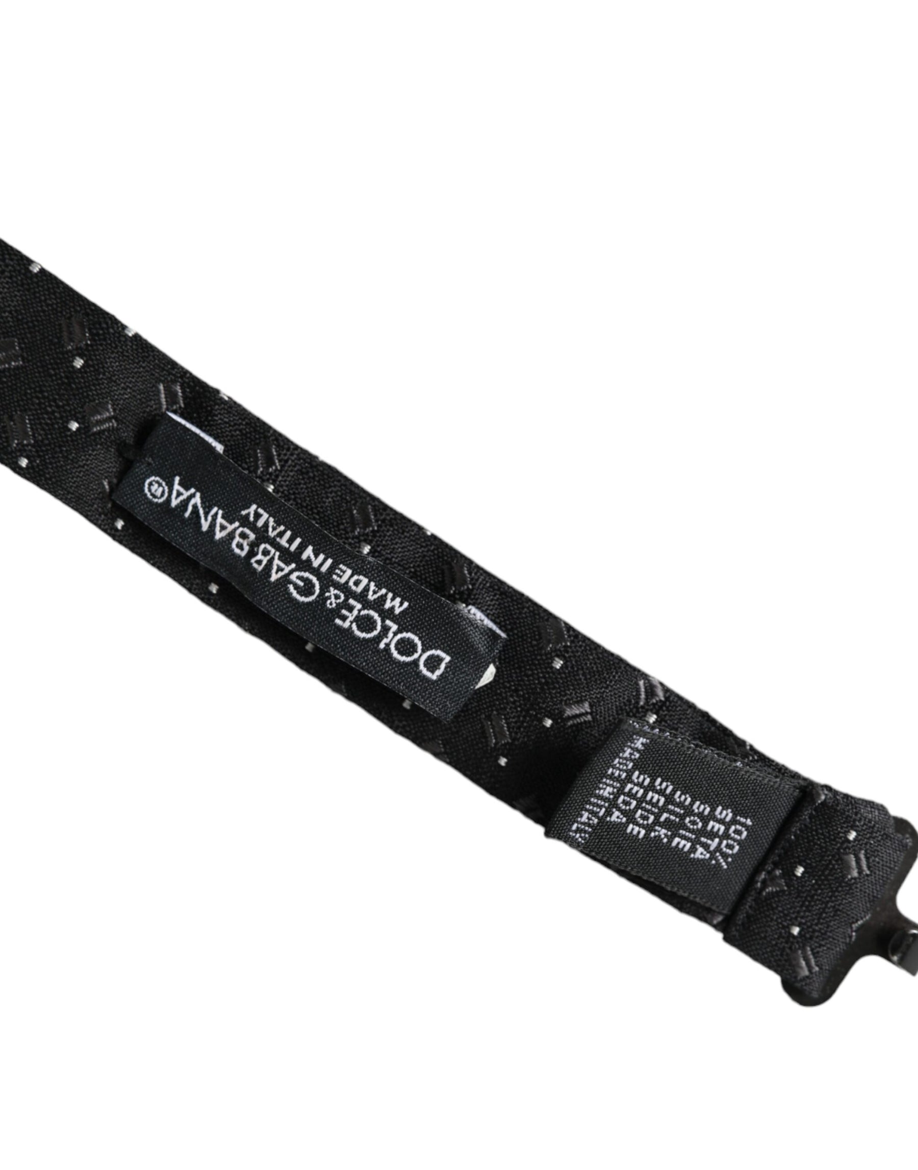 Dolce & Gabbana Black Silk Patterned Adjustable Neck Men Papillon Bow Tie | Regal Royce