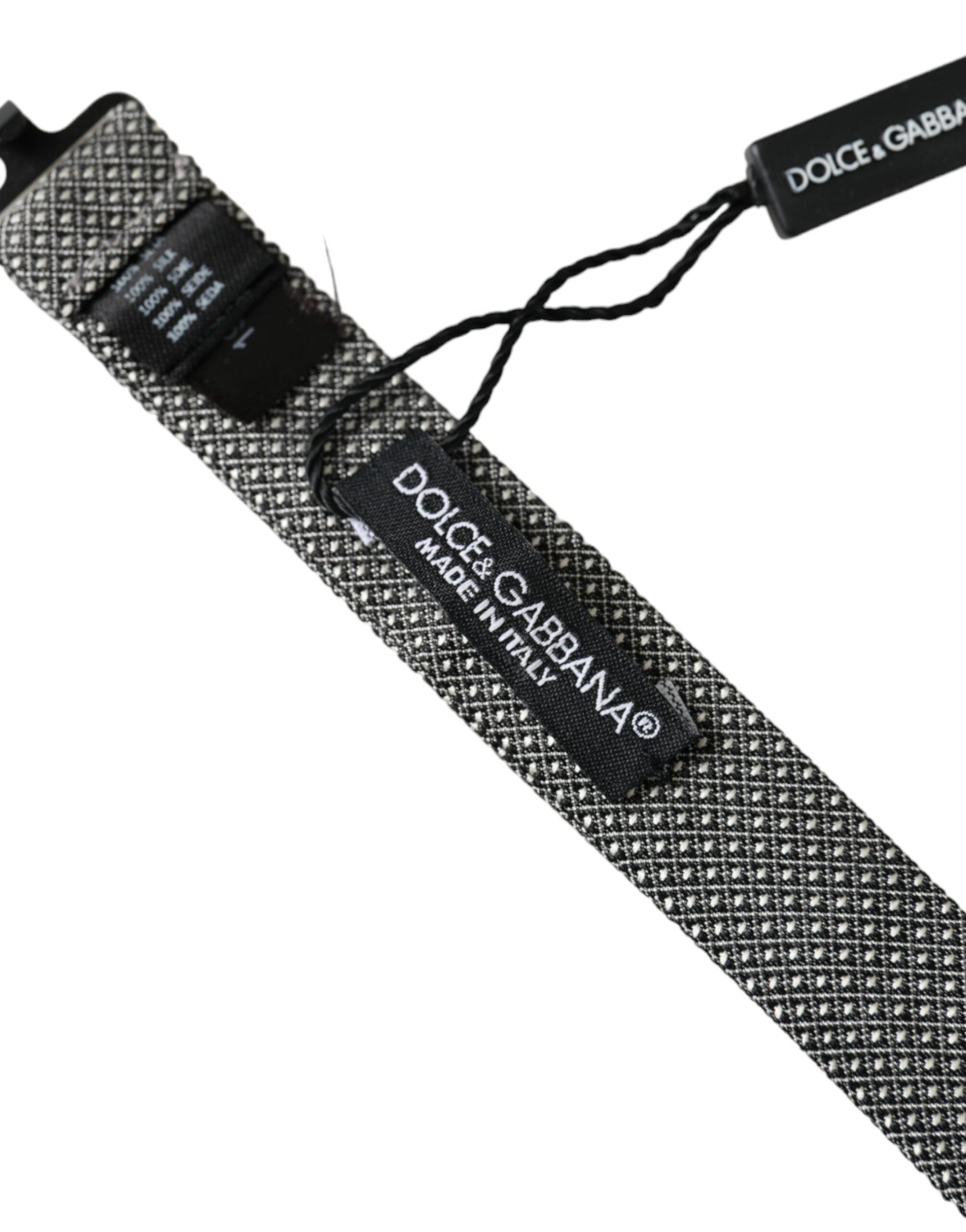 Dolce & Gabbana Gray Silk Patterned Adjustable Neck Men Papillon Bow Tie | Regal Royce