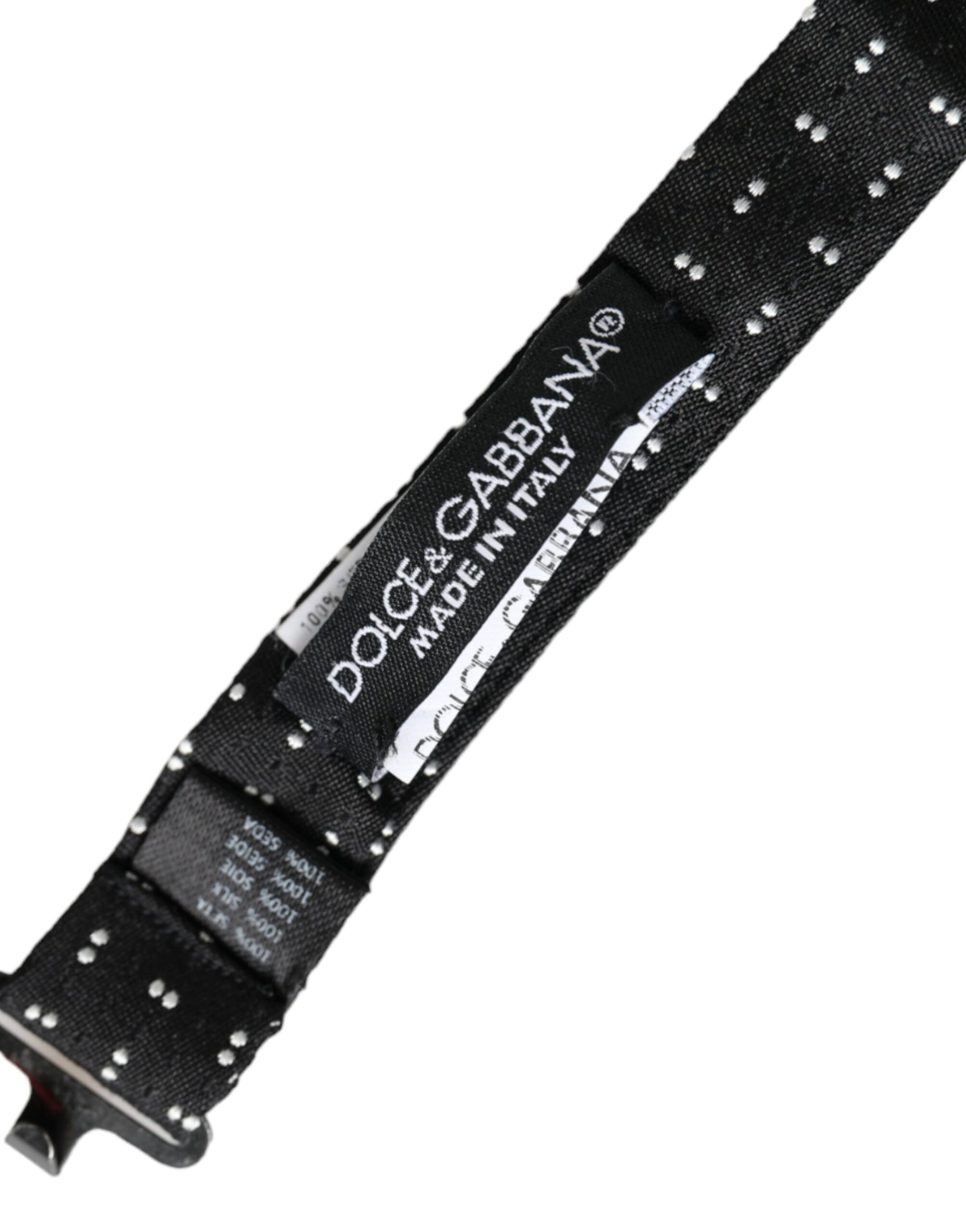 Dolce & Gabbana Black Silk Patterned Adjustable Neck Men Papillon Bow Tie | Regal Royce