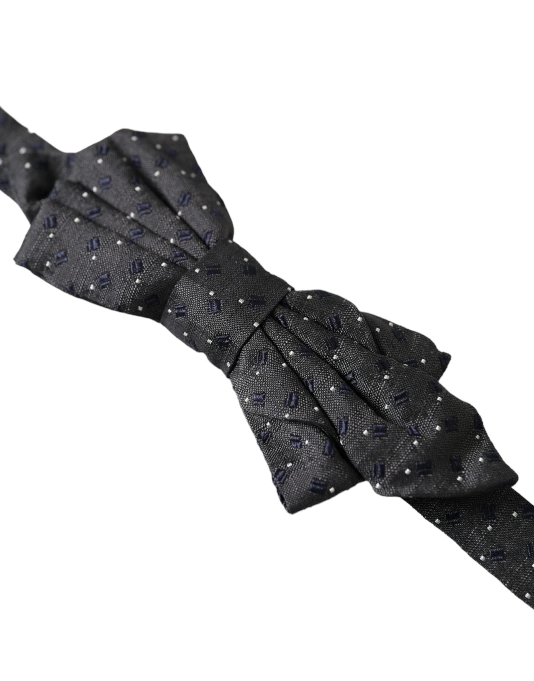 Dolce & Gabbana Black Silk Patterned Adjustable Neck Men Papillon Bow Tie | Regal Royce