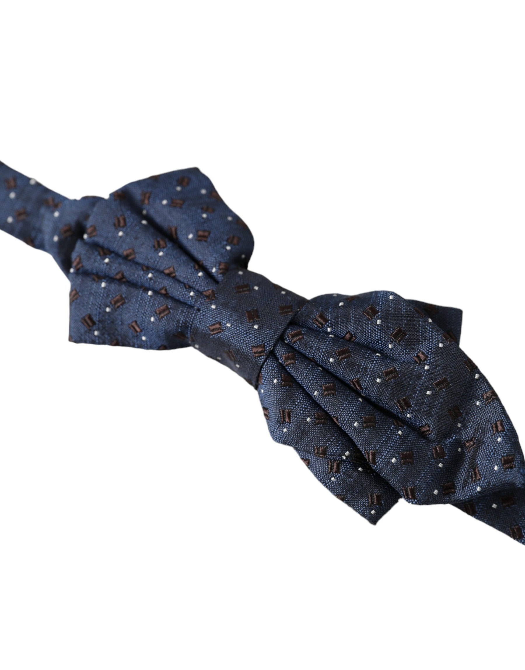 Dolce & Gabbana Navy Blue Silk Patterned Adjustable Men Papillon Bow Tie | Regal Royce