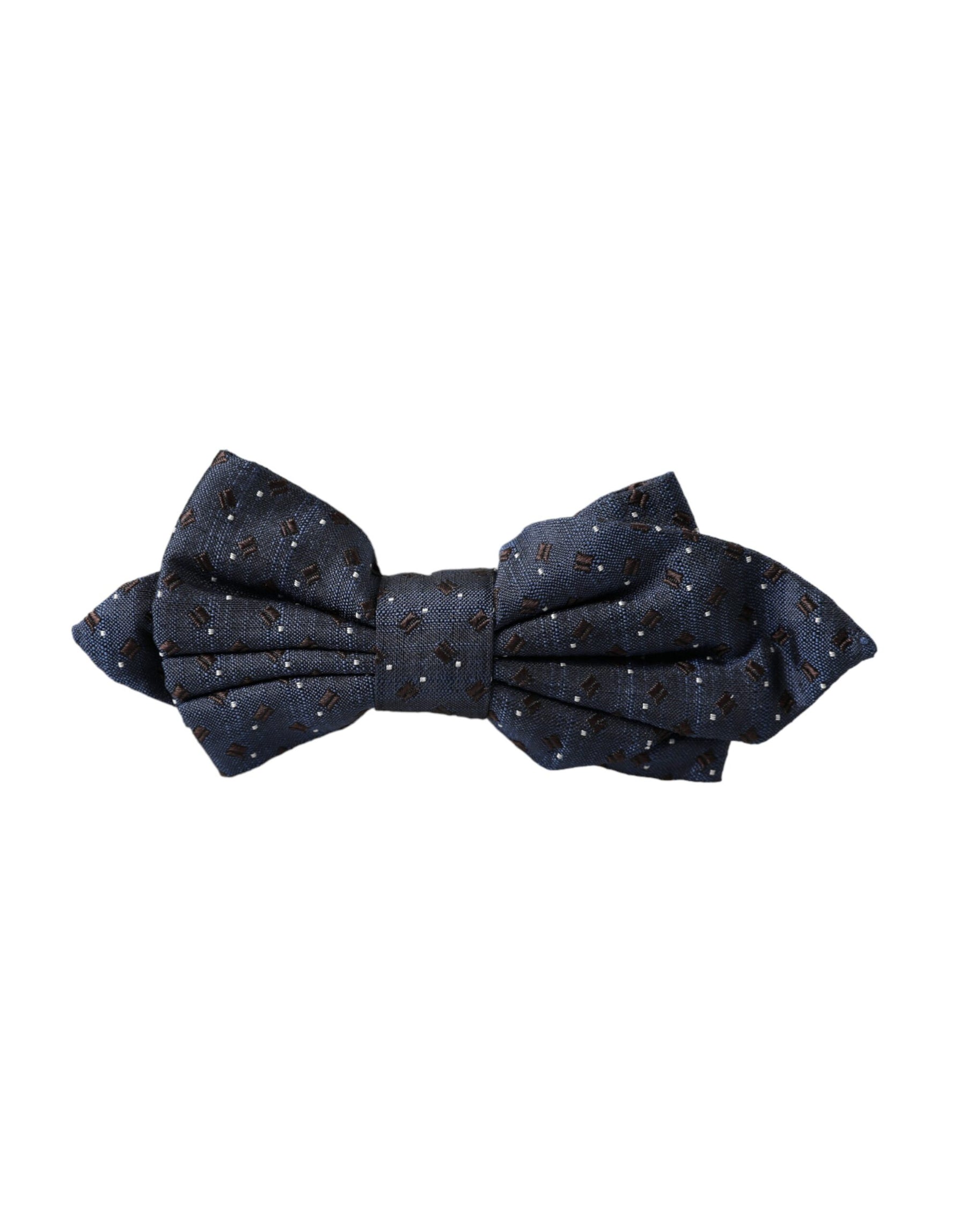 Dolce & Gabbana Navy Blue Silk Patterned Adjustable Men Papillon Bow Tie | Regal Royce