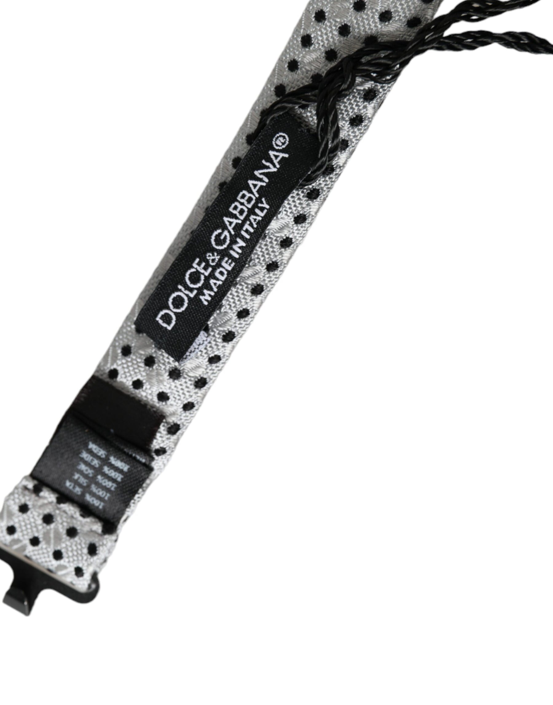 Dolce & Gabbana Gray Silk Polka Dot Adjustable Neck Men Papillon Bow Tie | Regal Royce