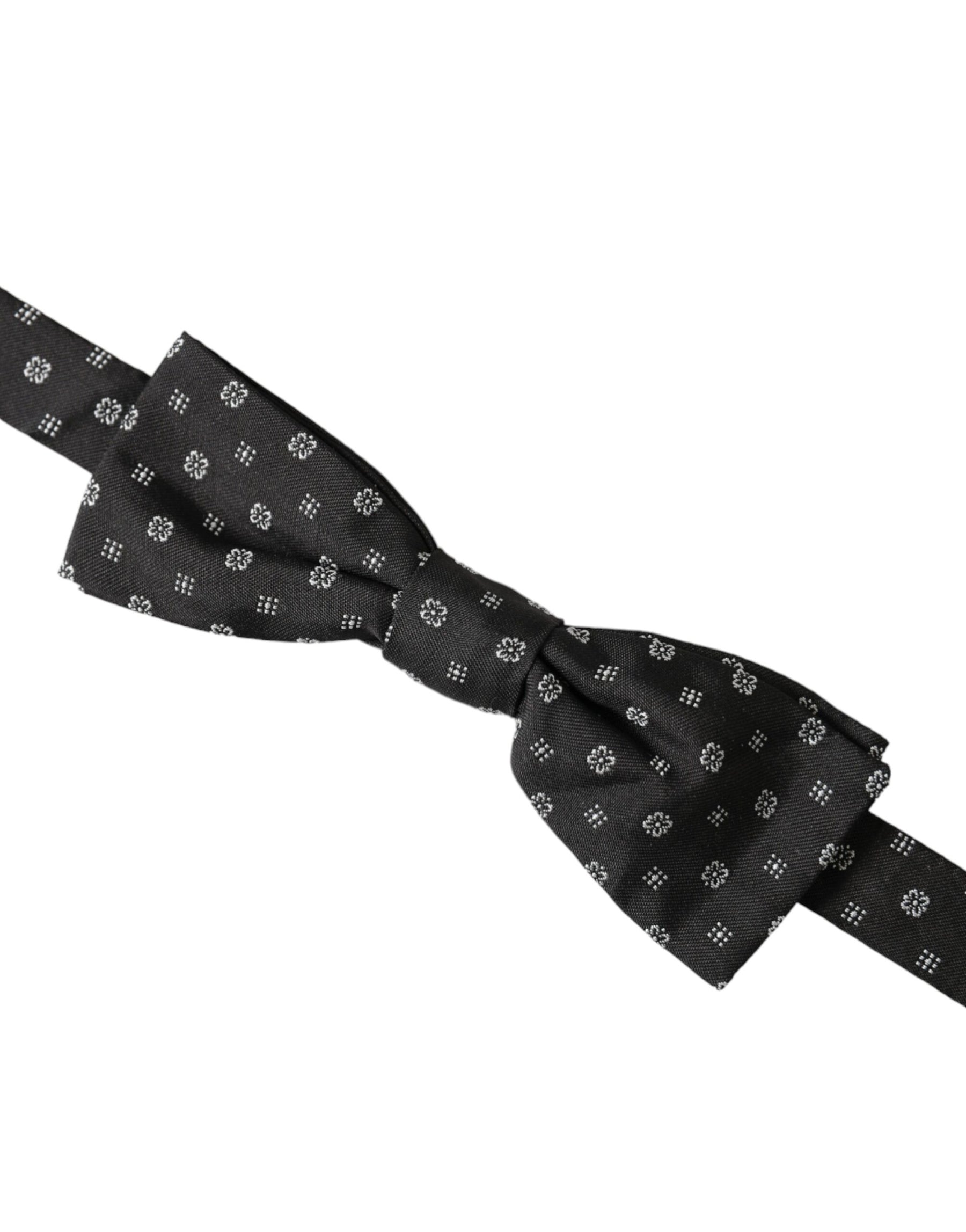 Dolce & Gabbana Black Silk Fantasy Adjustable Neck Men Papillon Bow Tie | Regal Royce