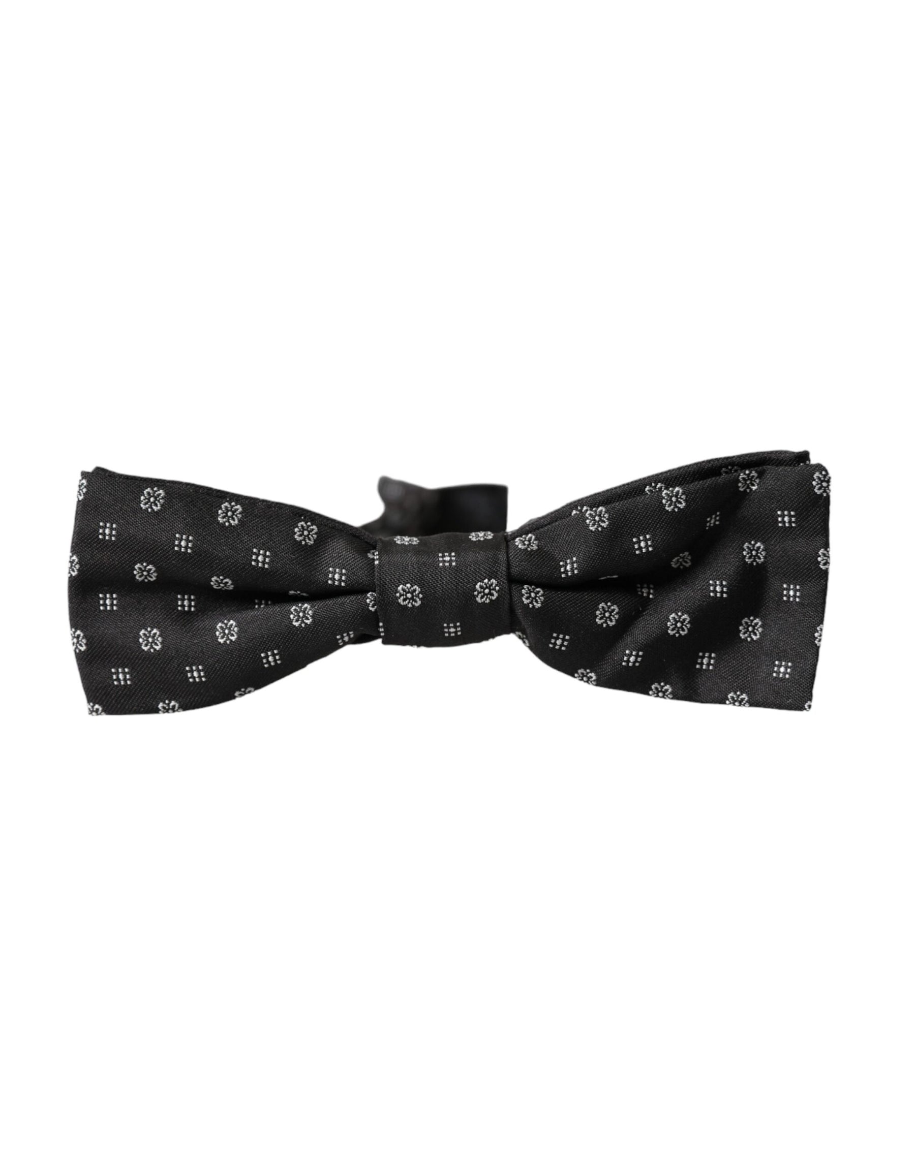 Dolce & Gabbana Black Silk Fantasy Adjustable Neck Men Papillon Bow Tie | Regal Royce