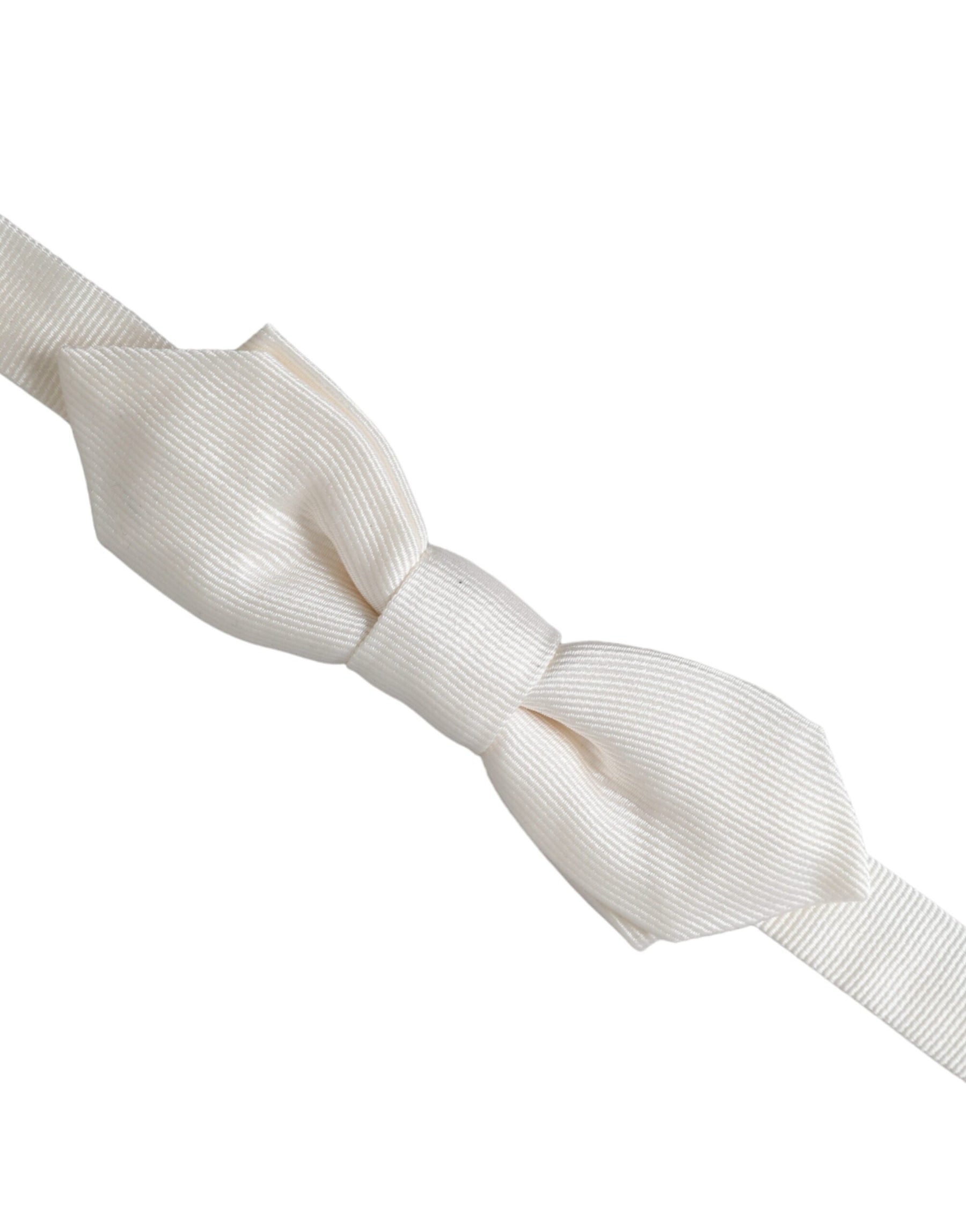 Dolce & Gabbana White Silk Adjustable Neck Men Papillon Bow Tie | Regal Royce