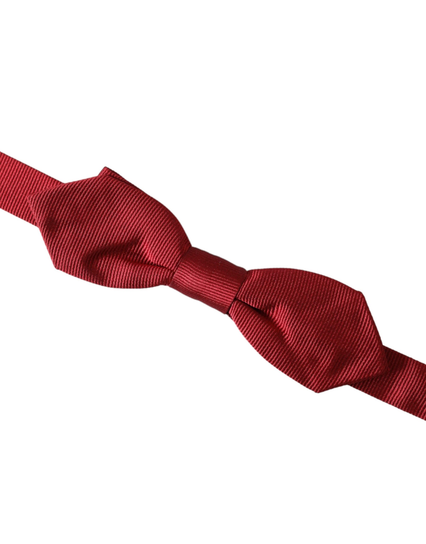 Dolce & Gabbana Red Silk Jacquard Adjustable Neck Men Bow Tie | Regal Royce