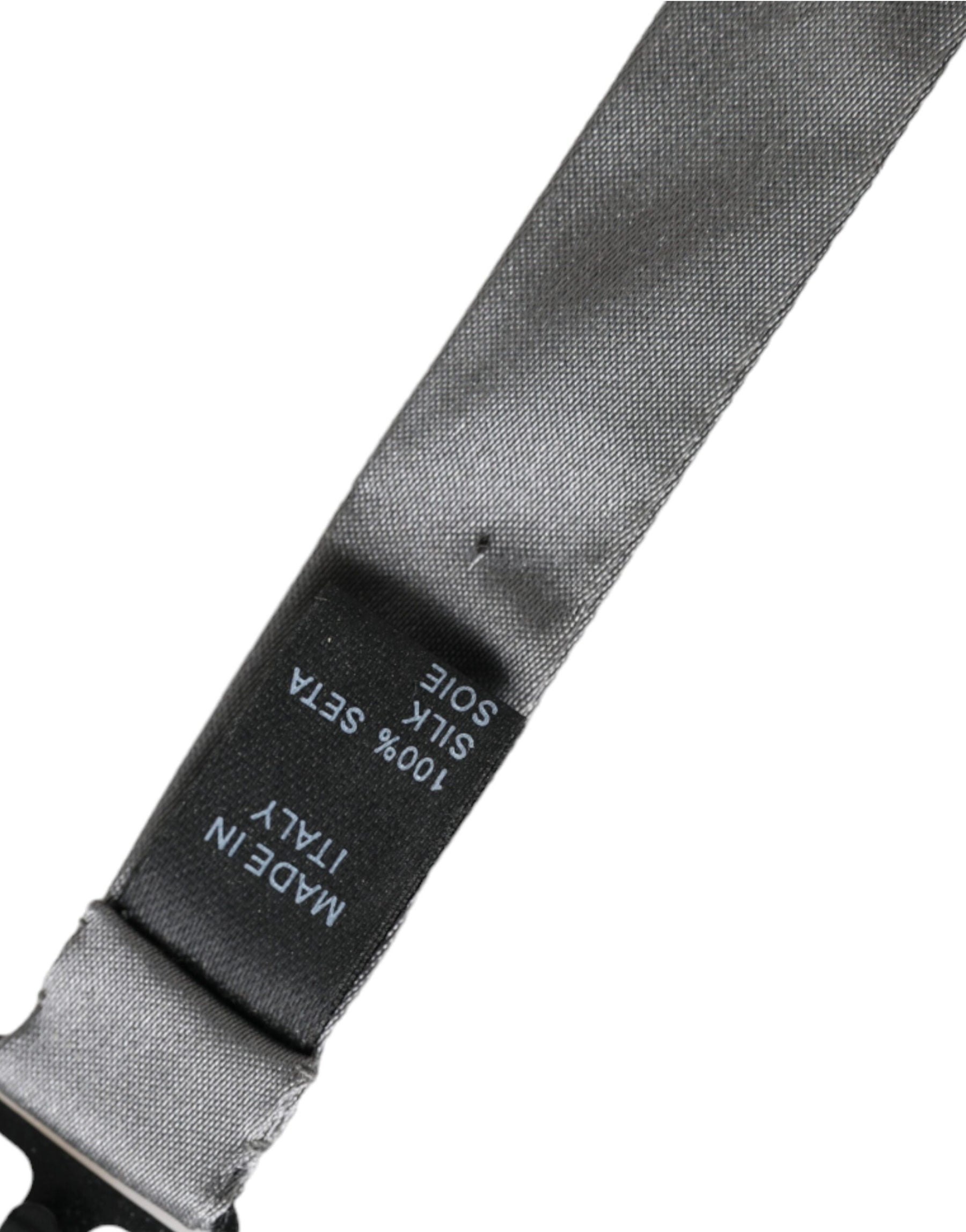 Dolce & Gabbana Gray Satin Silk Adjustable Neck Men Papillon Bow Tie | Regal Royce