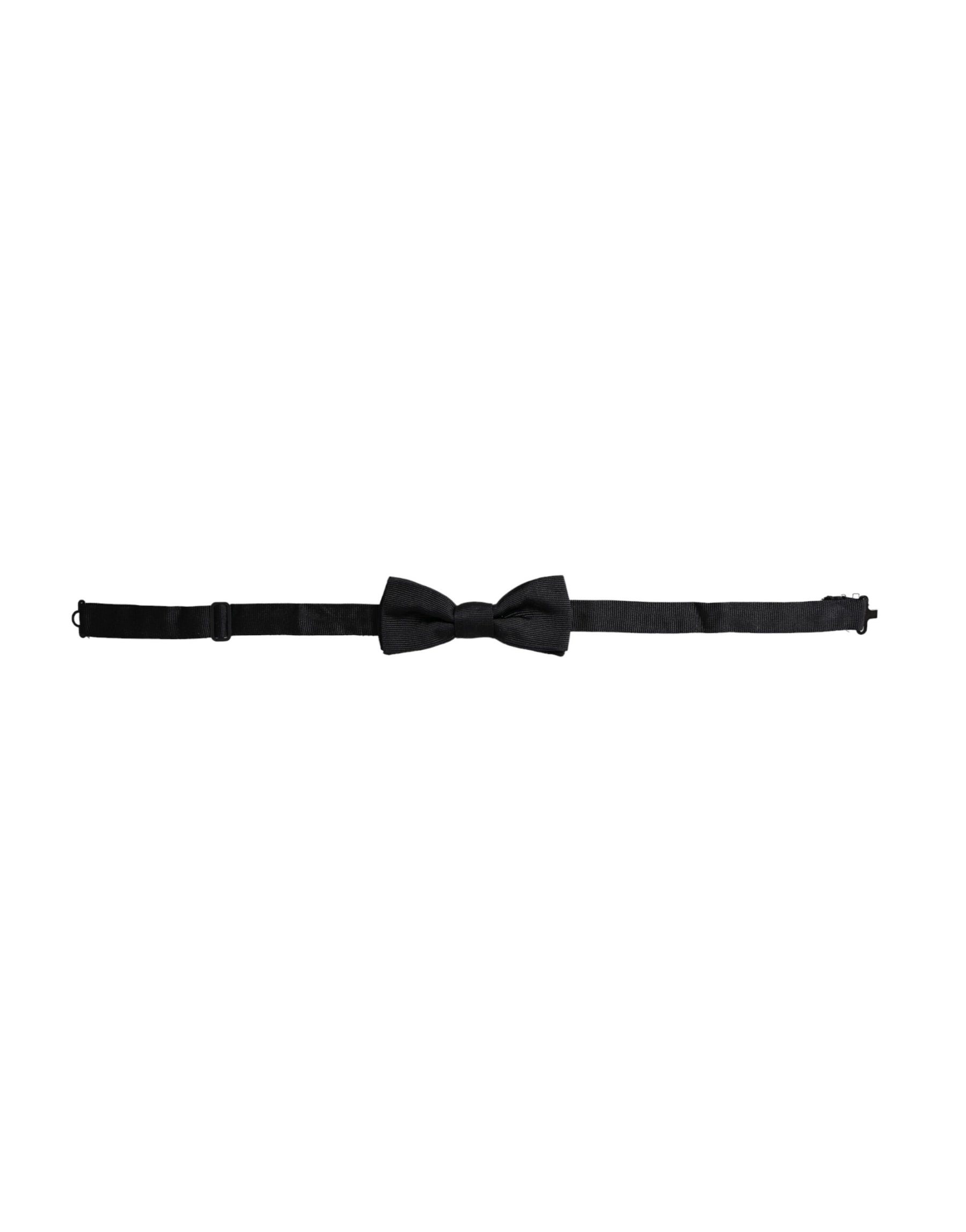 Dolce & Gabbana Black Silk Adjustable Neck Men Bow Tie | Regal Royce