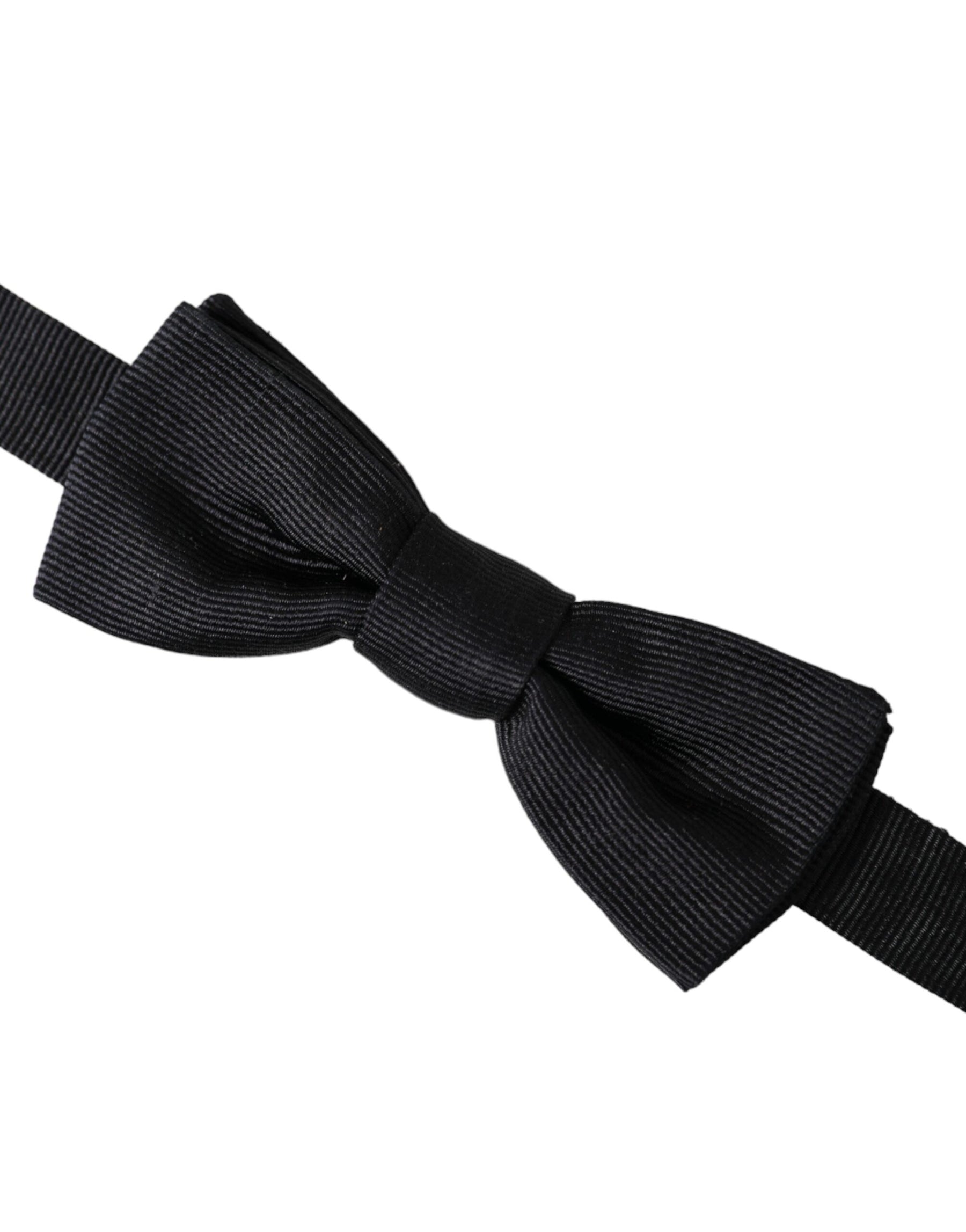 Dolce & Gabbana Black Silk Adjustable Neck Men Bow Tie | Regal Royce